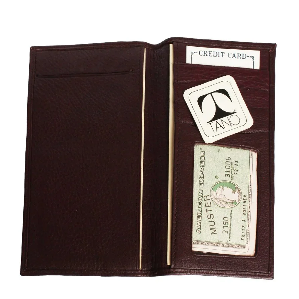 Tano Wallet Bifold Burgundy Pebble Leather Travel Organizer NWOT NOS